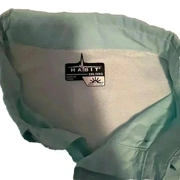 Habit Fishing Shirt Mens 3XL Light Blue Vented 40+ Solar Factor Short Sleeve - Picture 3 of 4